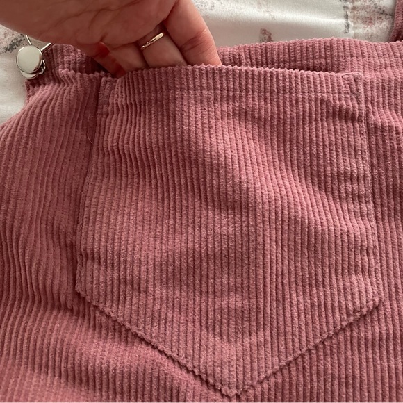 Pink corduroy overall bib pinafore suspender dress, size S Barbiecore boho - Picture 7 of 16